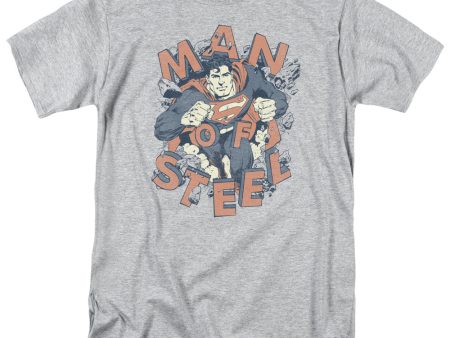 SUPERMAN : COMING THROUGH S\S ADULT 100% COTTON 18\1 T-SHIRT ATHLETIC HEATHER 5X Cheap