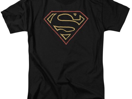 SUPERMAN : COLORED SHIELD S\S ADULT 100% COTTON 18\1 T-SHIRT BLACK 4X Supply