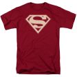 SUPERMAN : CRIMSON AND CREAM SHIELD S\S ADULT 100% COTTON 18\1 T-SHIRT CARDINAL LG Online