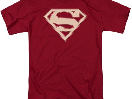 SUPERMAN : CRIMSON AND CREAM SHIELD S\S ADULT 100% COTTON 18\1 T-SHIRT CARDINAL LG Online