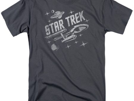 STAR TREK : THROUGH SPACE S\S ADULT 100% COTTON 18\1 T-SHIRT Charcoal 2X For Sale