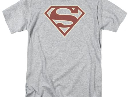 SUPERMAN : CRIMSON AND CREAM SHIELD S\S ADULT 100% COTTON 18\1 T-SHIRT ATHLETIC HEATHER 5X Online