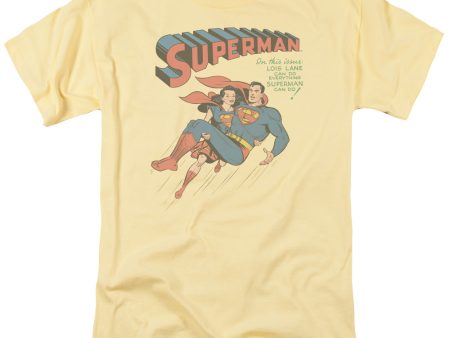 SUPERMAN : #57 COVER S\S ADULT 100% COTTON 18\1 T-SHIRT BANANA SM For Sale