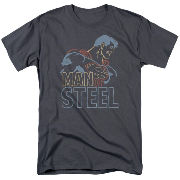 SUPERMAN : COLORED LINES S\S ADULT 100% COTTON 18\1 T-SHIRT CHARCOAL MD Discount