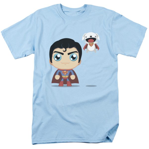 SUPERMAN : CUTE SUPERMAN S\S ADULT 100% COTTON 18\1 T-SHIRT LIGHT BLUE LG Online