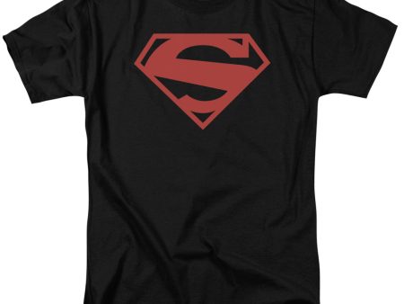 SUPERMAN : 52 RED BLOCK S\S ADULT 100% COTTON 18\1 T-SHIRT BLACK 6X Fashion