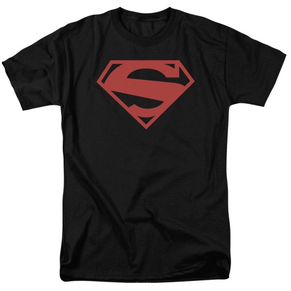 SUPERMAN : 52 RED BLOCK S\S ADULT 100% COTTON 18\1 T-SHIRT BLACK 6X Fashion