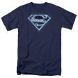 SUPERMAN : CYBER SHIELD S\S ADULT 100% COTTON 18\1 T-SHIRT NAVY SM Online Hot Sale