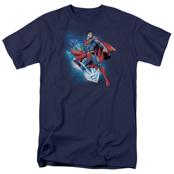 SUPERMAN : CRYSTALLIZE S\S ADULT 100% COTTON 18\1 T-SHIRT NAVY SM Online Sale